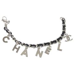 Chanel Chain Bracelet Leather - black/silver