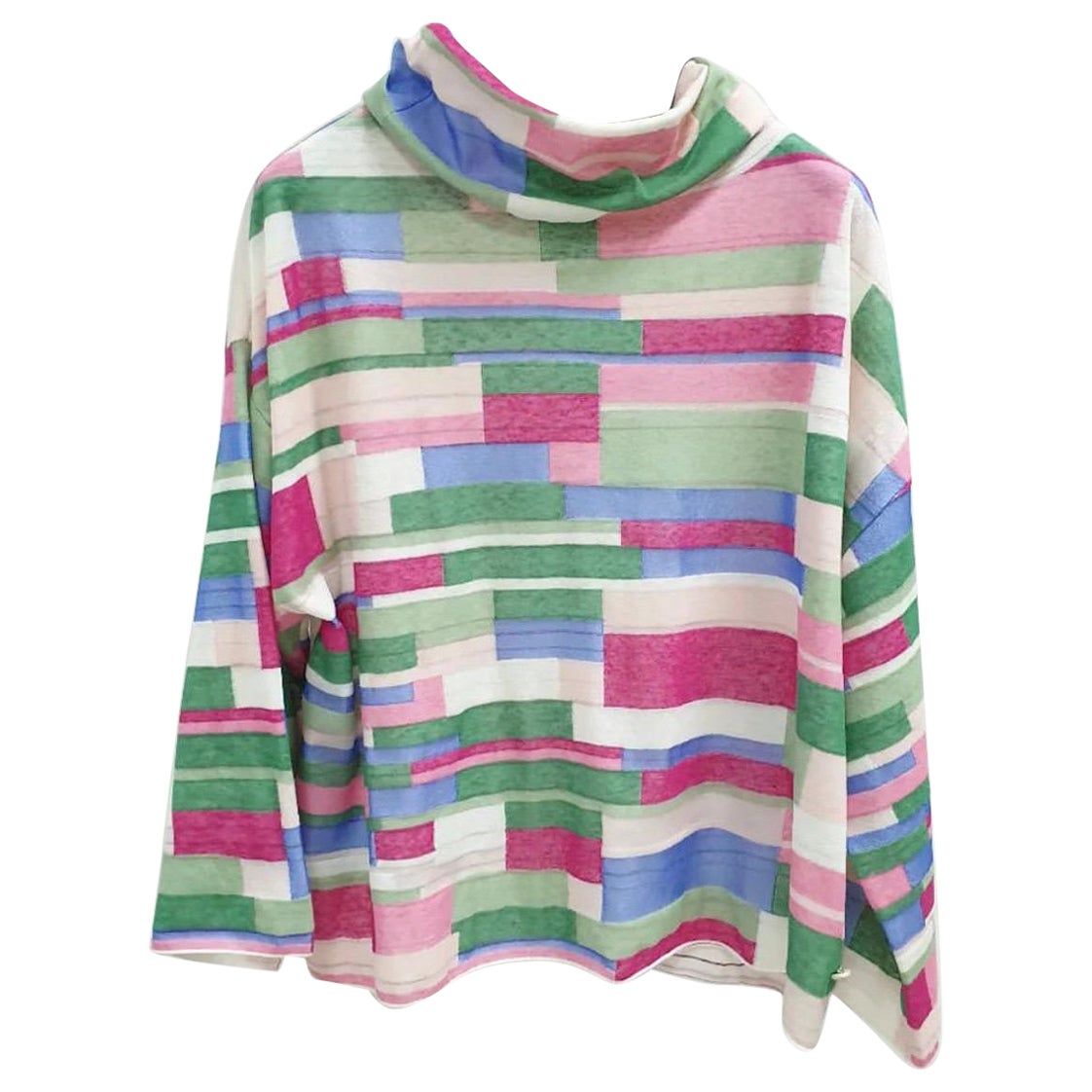 Chanel Multicolor Abstract Printed Knit Turtleneck Top For Sale