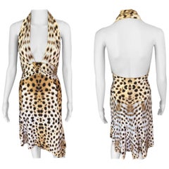 Roberto Cavalli Resort 2008 Plunging Neckline Open Back Animal Print Dress