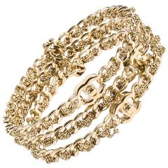 Chanel 2012 Collection Gold Tone 'CC' Logo Chain Bangle Bracelet Set Size M