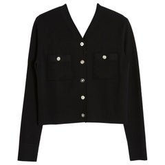 Chanel Black wool crop cardigan FR36 Lions head buttons