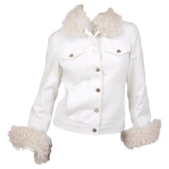 A/W 2001 Vintage Tom Ford for Gucci White Denim and Lamb Fur Jacket NWT