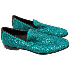 Donald J. Pliner Turquoise Sequined Loafers 2