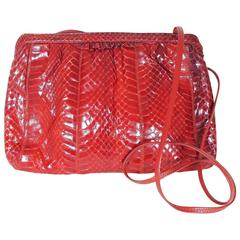 Vintage Red Palizzio Snakeskin Shoulder Bag