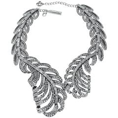 Oscar De La Renta Pave Crystal Feather Wrap Necklace