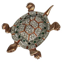 Vintage Coro Enamel and Jeweled Turtle