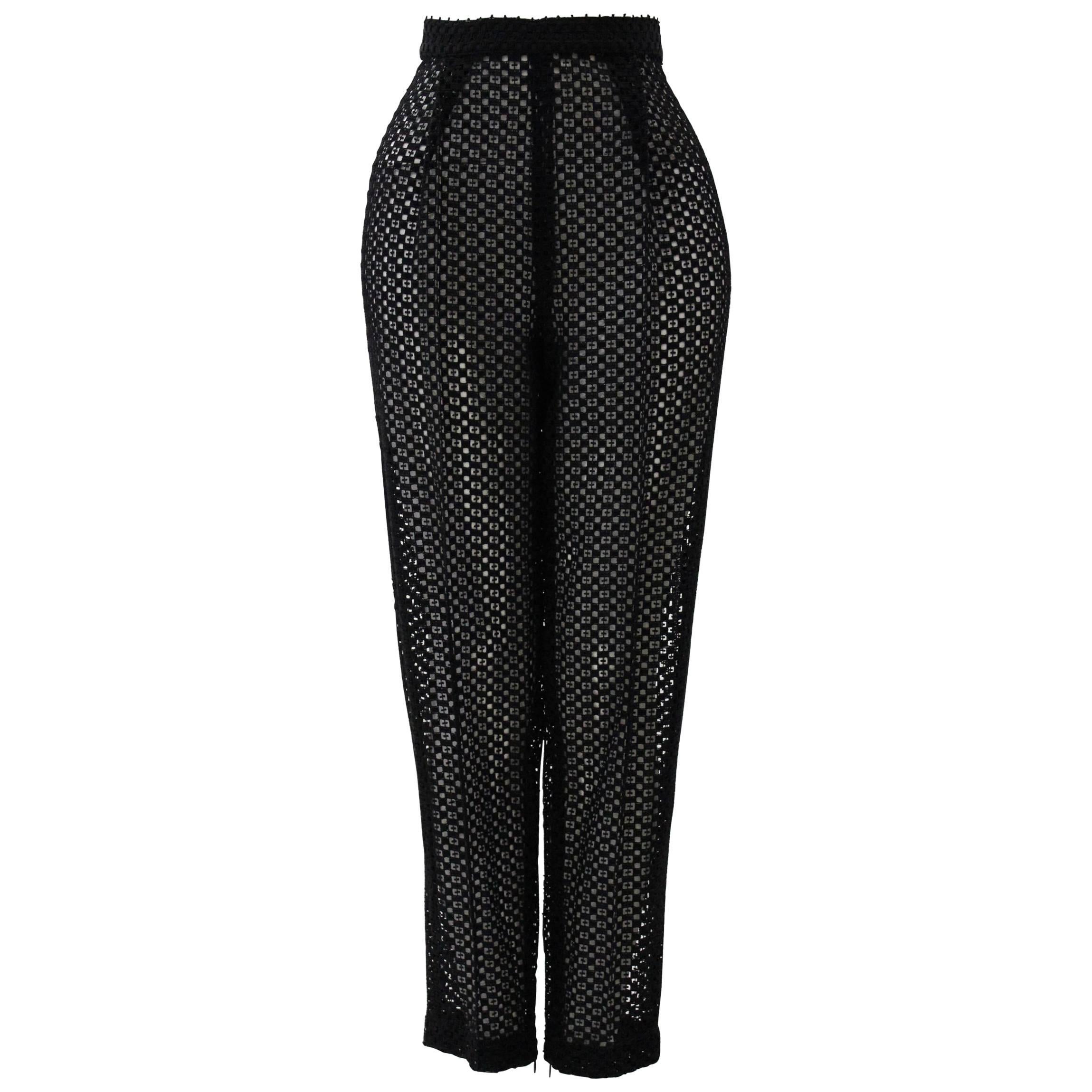 Istante By Gianni Versace Black Net Pants  For Sale