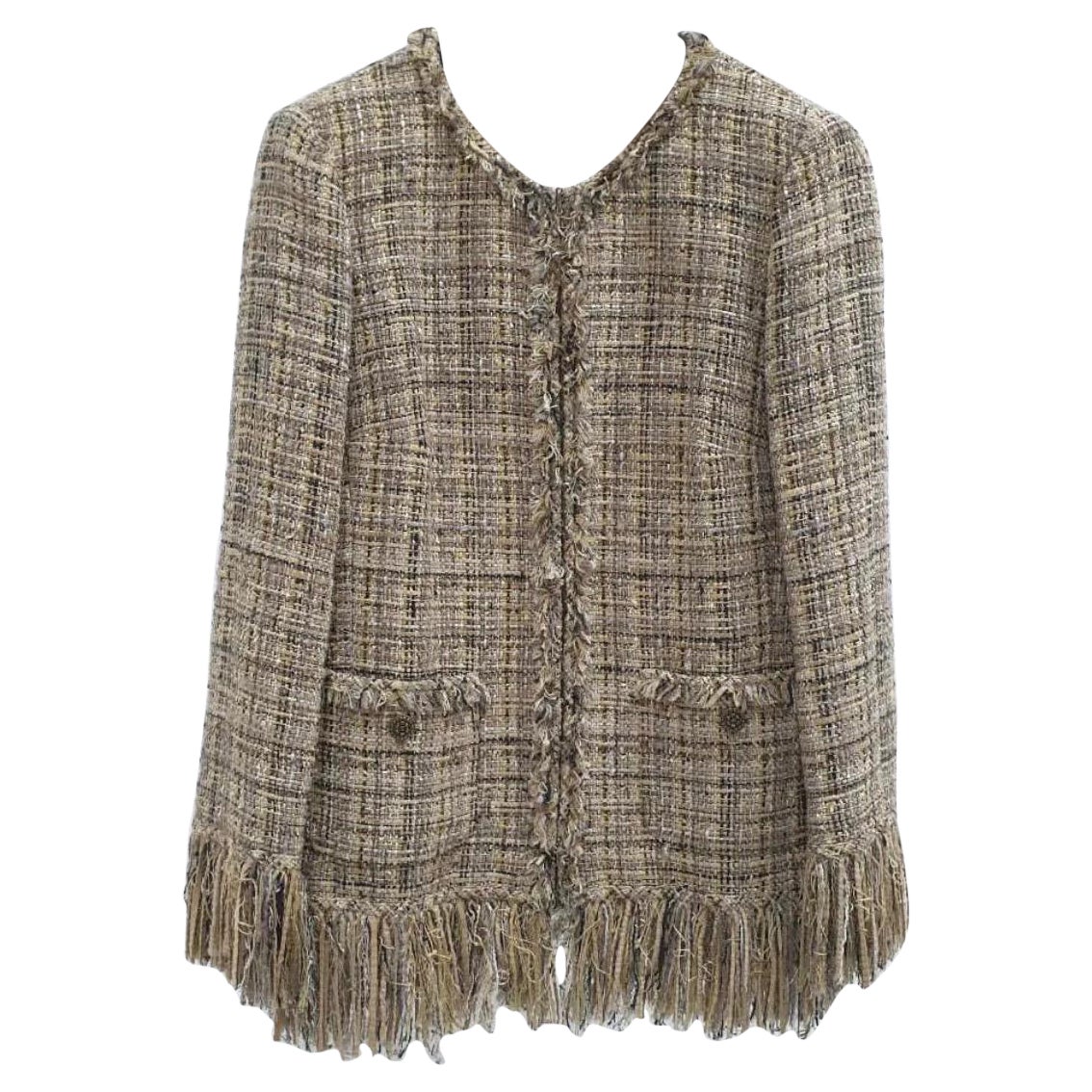 Chanel 10A Fringed Lesage Tweed Jacket