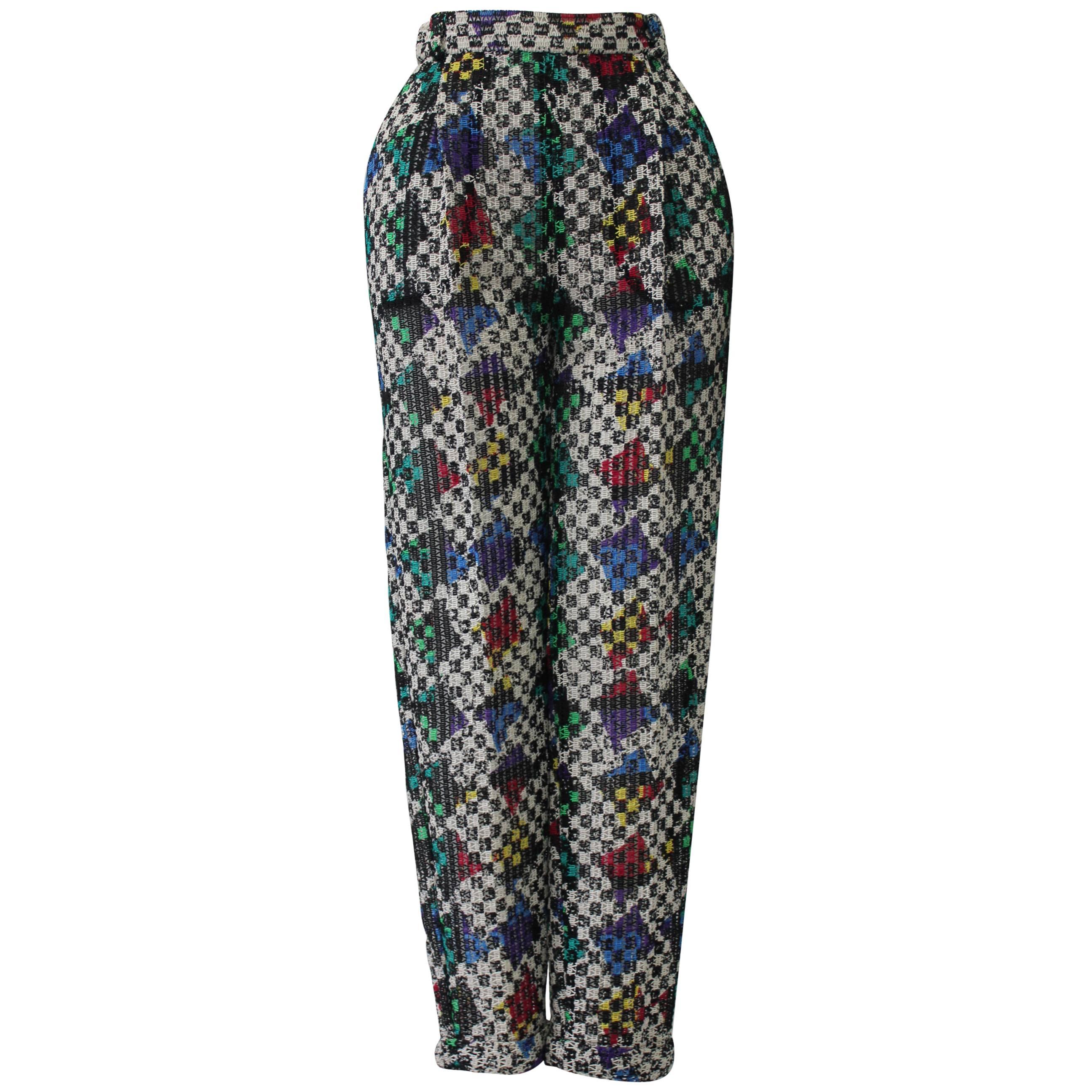 One Of A Kind Gianni Versace Couture Punk Multi-Coloured Pants Fall 1993 For Sale