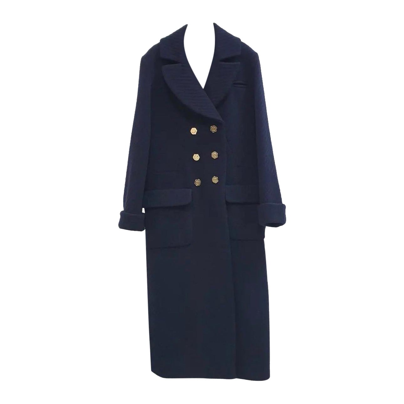 Chanel Double Breasted Wool Coat - 14 For Sale on 1stDibs