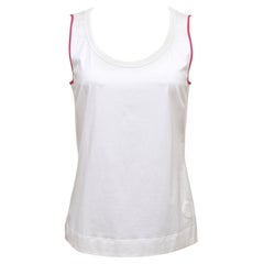 AKRIS PUNTO White Top Cotton Blouse Dress Shirt Magenta Sleeveless Shell 10