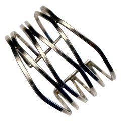 Sterling Silver Wave Style Cuff Bracelet