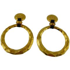 Chanel Vintage Rare Massive Hammered Hoop Dangle Earrings as seen on Beyonce 12