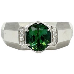 Men's Tourmaline and Diamond Ring in 14KYW Gold 