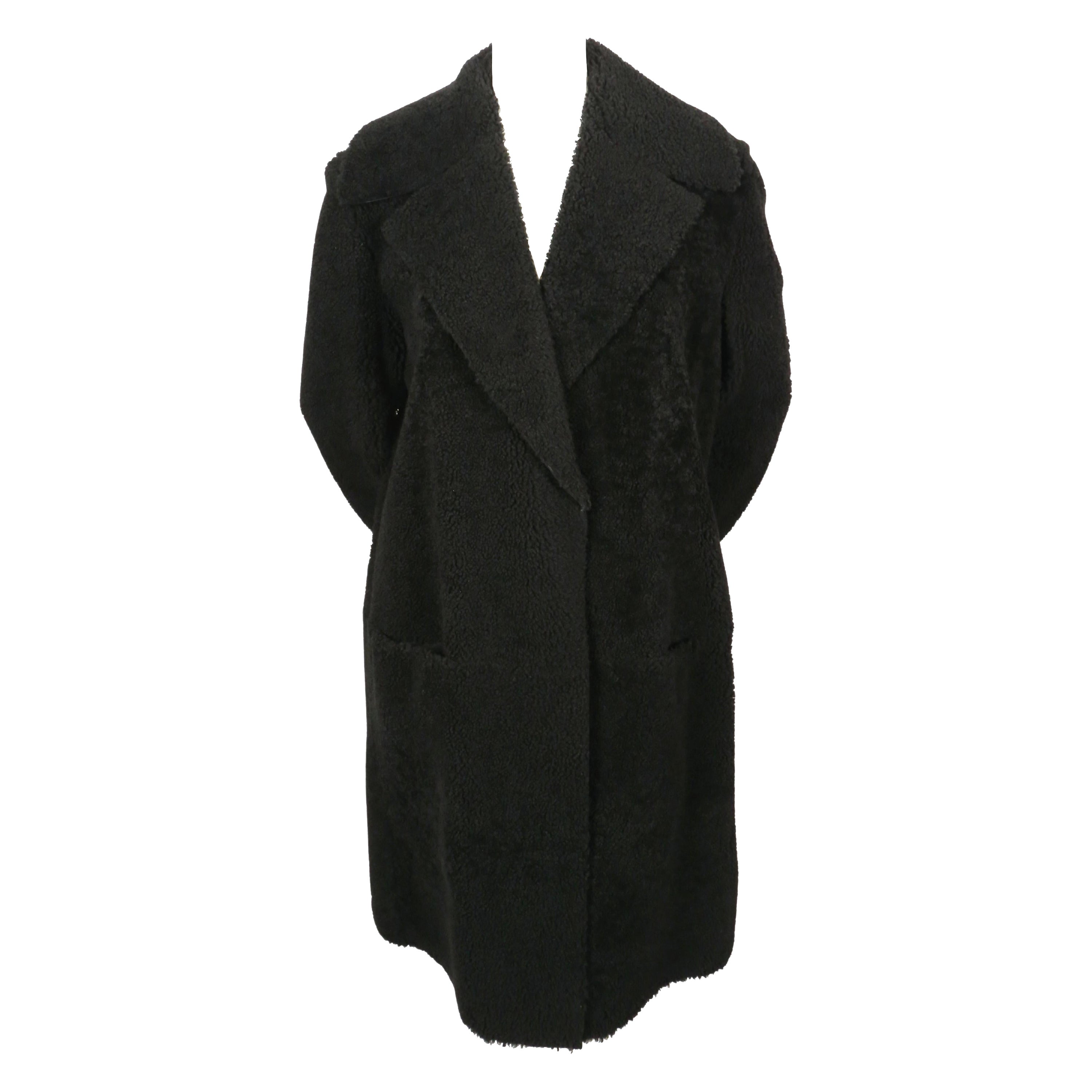 CELINE by PHOEBE PHILO black shearling coat For Sale