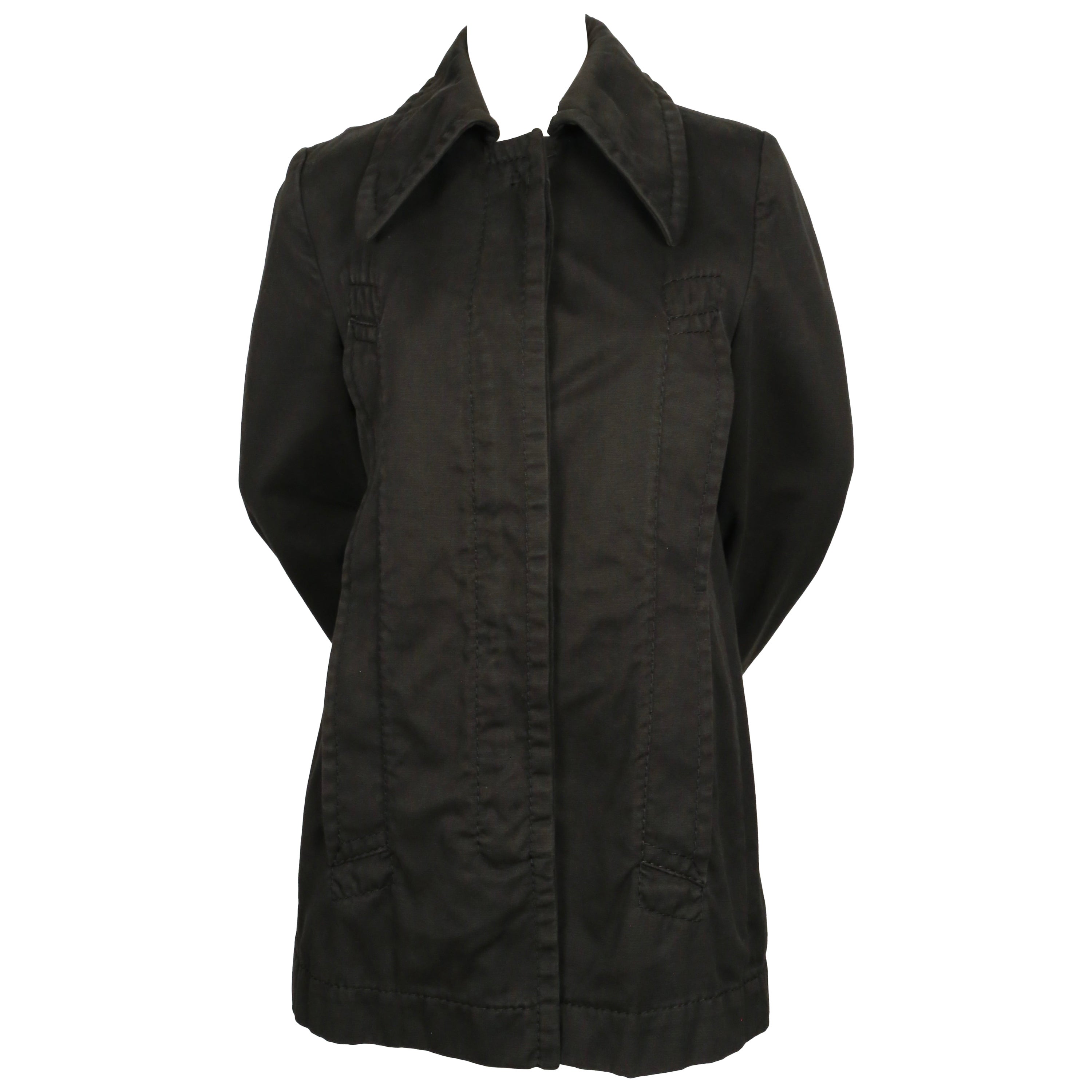 Vintage 1996 MARTIN MARGIELA black runway coat with 'elongated' pockets For Sale