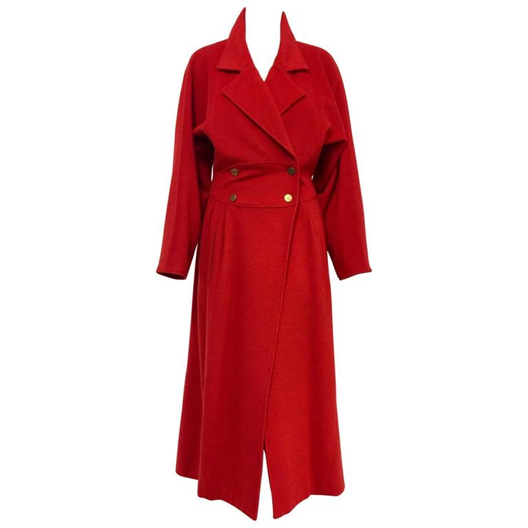 red wool maxi coat