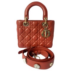 Lady Dior Small My Abcdior Red Lambskin Cannage Leather