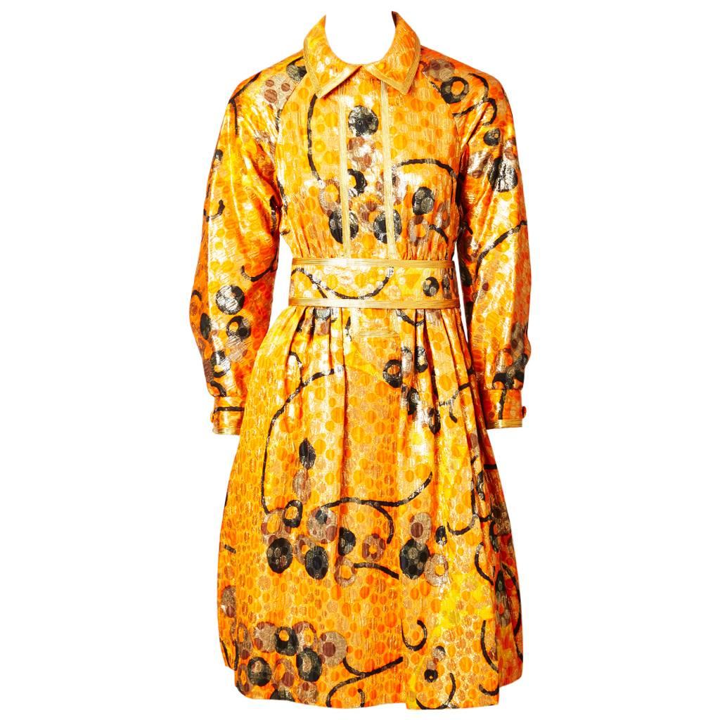 Geoffrey Beene Colorful Brocade Dress C. 1960's For Sale