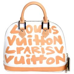 Louis Vuitton White and Beige Leather Graffiti Alma MM