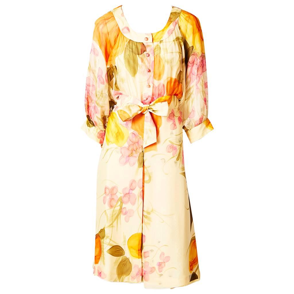 Eric de Juan Floral Print Chiffon Day Dress