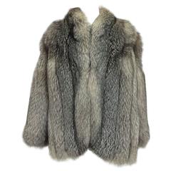 Silver fox fur jacket custom made Aladino Stefani Furs 1980s San Francisco 2
