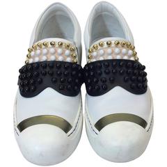 Fendi Karl Studded Leather Sneakers