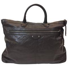 Balenciaga Brown Leather Weekender Handbag 9