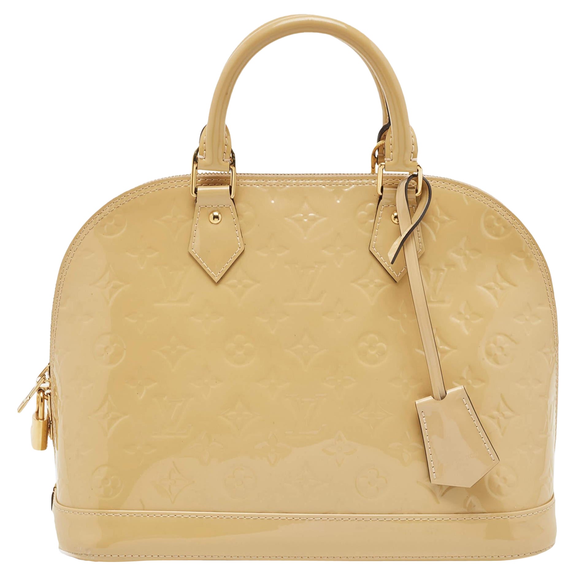 Louis Vuitton Citrine Monogram Vernis Alma PM Bag For Sale