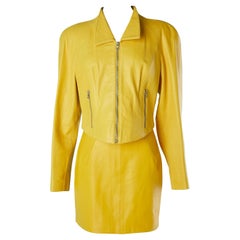 Yellow leather skirt-suit Michael Hoban North Beach Leather 