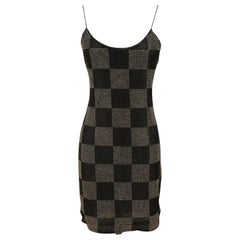 ALICE + OLIVIA Mini Vestido Negro NELLE Correa Espagueti Cuadros Sz 6 $595