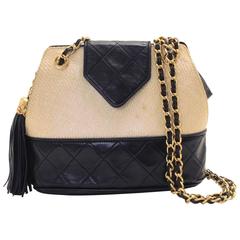 Chanel Vintage Colorblock Hemp Lambskin CC Evening Crossbody Shoulder Bag