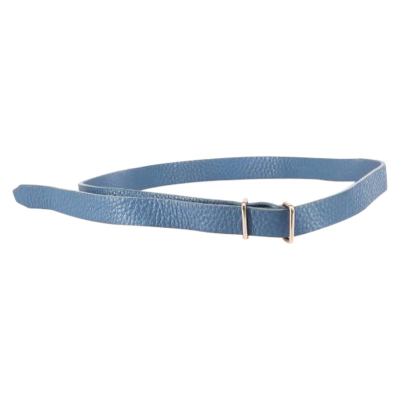 Burberry Blue Leather Skinny Belt For Sale
