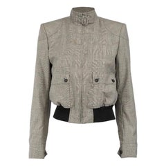 Used Belstaff Grey Check Bomber Jacket Size L