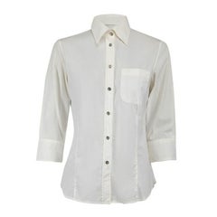 Burberry White Logo Embroidered Shirt Size S