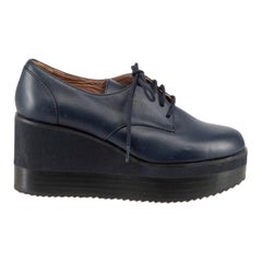 Jil Sander Navy Lace Up Platform Shoes Size IT 36