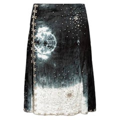 Des Phemmes Crystal Embellished Velvet Knee Skirt Size XS