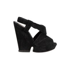 Saint Laurent Black Suede Hortense Sandals Size IT 36.5