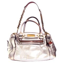 Dolce & Gabbana Bag - Metallic Gold Silve Chain Leather Tote Shoulder Handbag