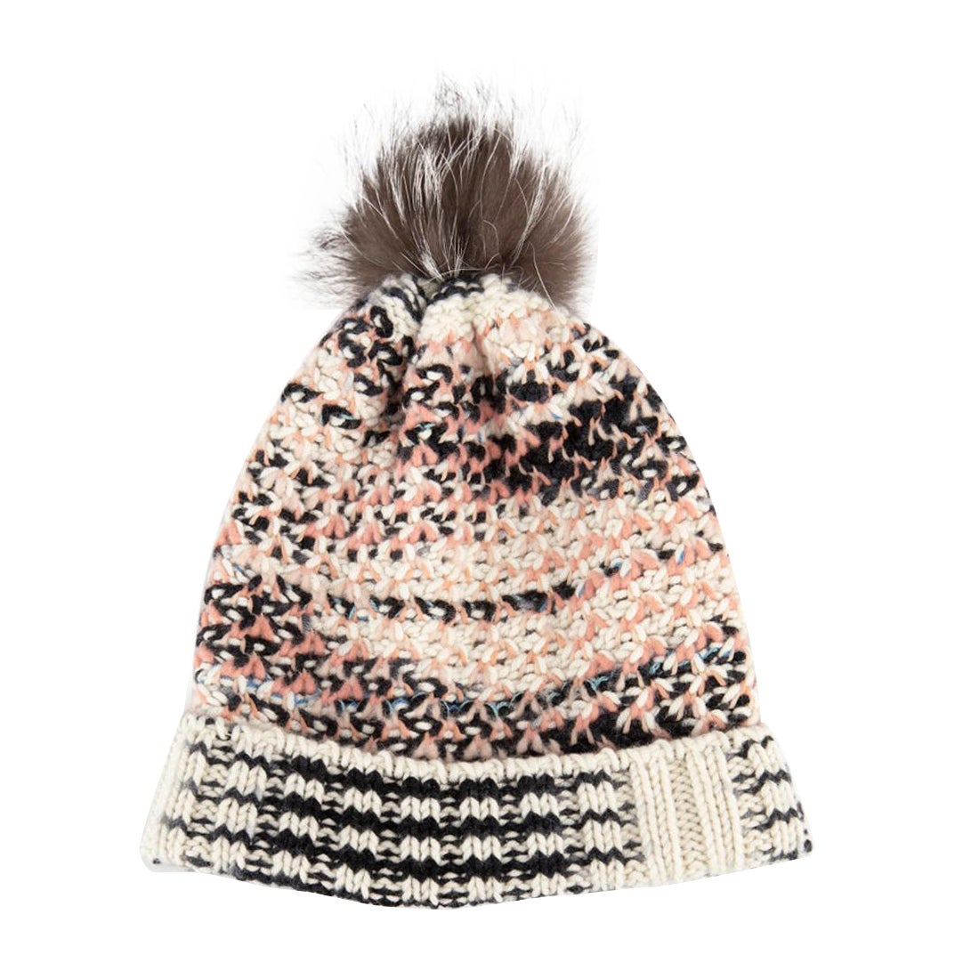 Missoni Marl Knitted Fur Pompom Beanie For Sale