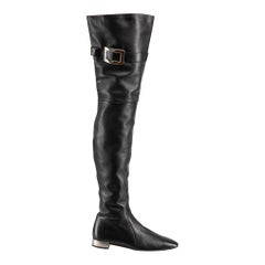 Roger Vivier Black Stivali Cuissard Over Knee Boots Size IT 39