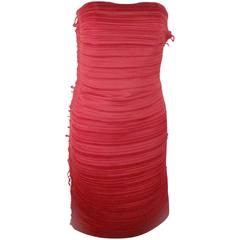 Lanvin Dress - New - US 0 / 2 - 34 - 2011 Red Strapless Bandage Raw EdgeTrim