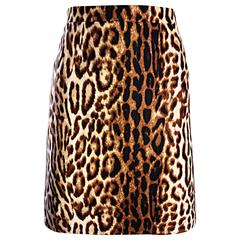Celine by Michael Kors 1990s Leopard Print High Waisted 90s Mini Pencil Skirt 42 10