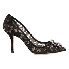 Dolce & Gabbana Black Lace Belucci Point Toe Heels Size IT 40.5