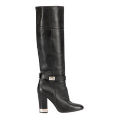 Barbara Bui Black Leather Turnlock Knee Boots Size IT 37.5