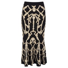 Alexander McQueen Black Glitter Knitted Flared Skirt Size XS