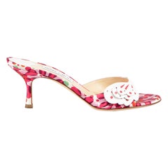 Jimmy Choo Pink Satin Cala Floral Sandals Size IT 38.5