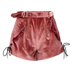 Self-Portrait Pink Velvet Belted Shorts Size XS