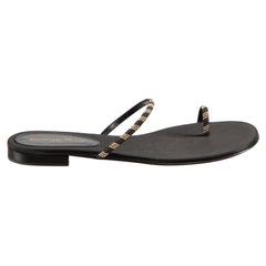 Gianvito Rossi - Sandales plates à lanières embellies noires, taille IT 40,5