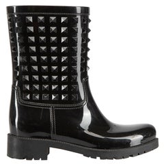 Valentino Black Rubber Rockstud Rain Boots Size IT 40